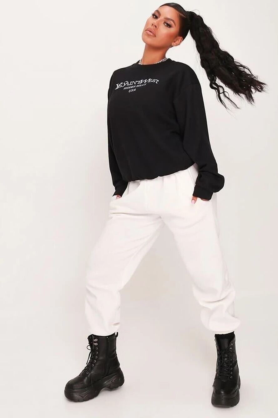 I Saw It First Shirt Women’s Medium Sweater Oversized Pullover Black N132